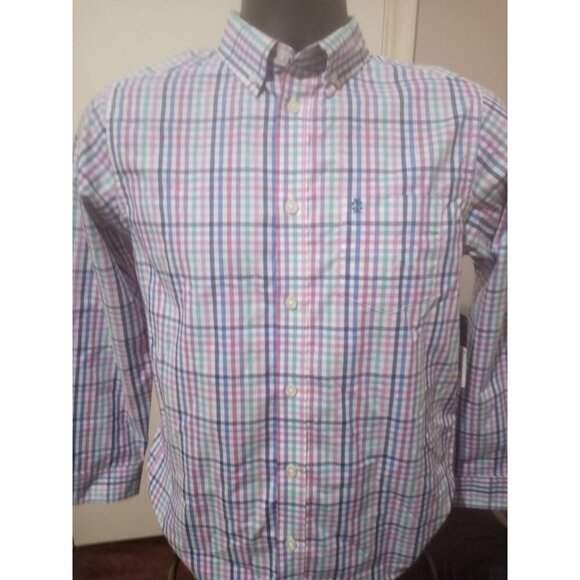 New IZOD Stretch Extensible Boys Button Shirt Large L 14-16 L/S Button Up Pocket - Picture 1 of 14